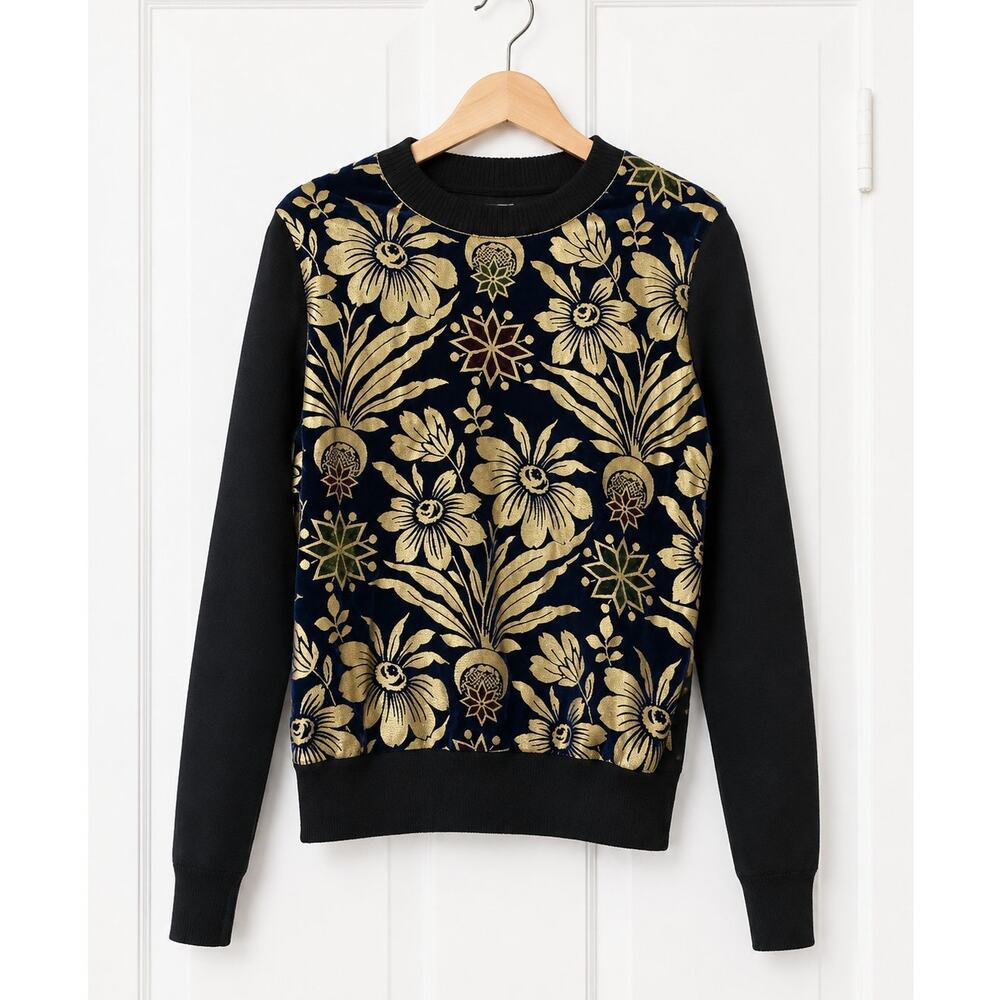 Tory Burch Floral Merino Wool Blend Sweater XS